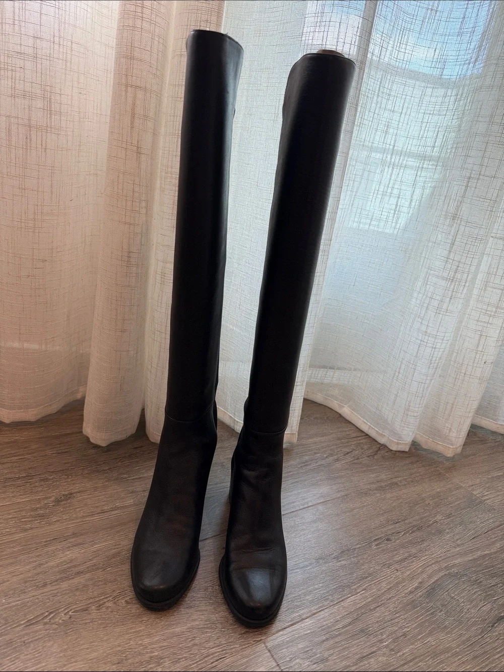 Stuart Weitzman Tall Black Leather Over-the-Knee Boots